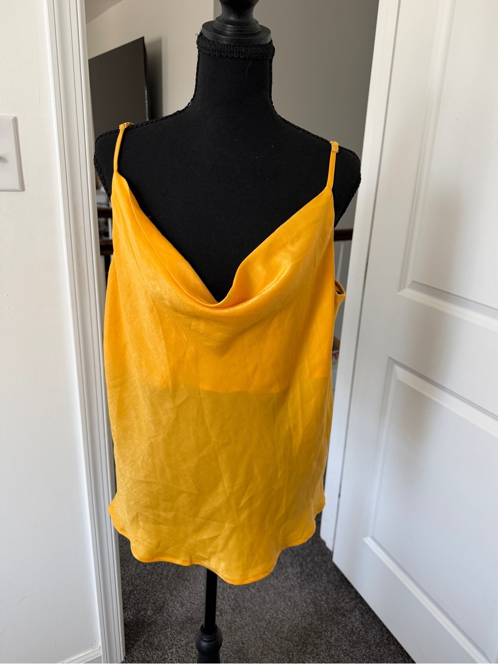 Forever 21 Yellow Satin Cowl Neck Camisole